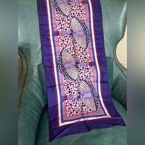 Vintage Echo Silk Mushroom Print Scarf Rectangle Purple Pink